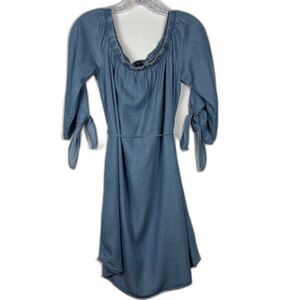 rue21 Junior Blue Chambray Off-The-Shoulder Lyocell Mini Dress Size M Boho